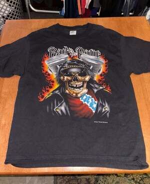 Vintage Thunder Sportswear Born to Ride Skull Biker T-Shirt Size Large